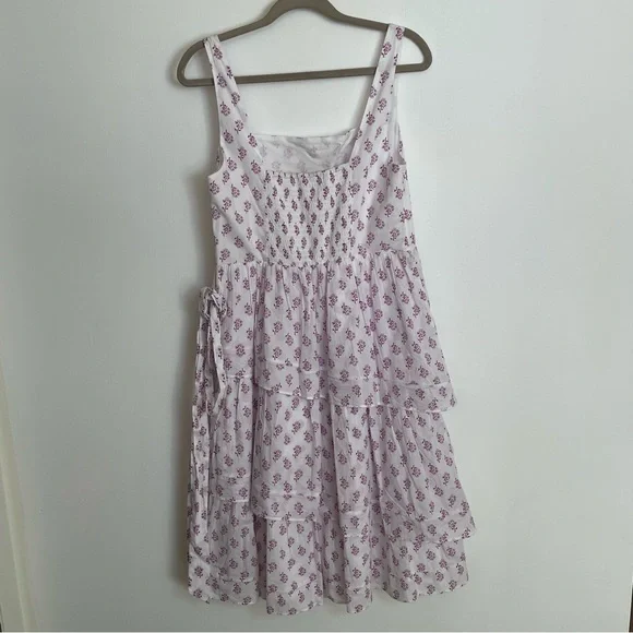 J. Crew Lavender Cotton Sz12 Asymmetrical Floral Ruffles Tiered Dress Cotton NWT - Picture 4 of 17